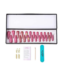 Load image into Gallery viewer, Rosé Pink Glam - Extra Long Sculpted Stiletto Full cover Press on Nail Tips 24 pcs, 10 sizes
