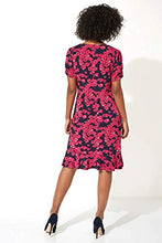 Load image into Gallery viewer, Roman Originals Women Fit &amp; Flare Skater Dress Ladies Stretch Jersey Casual Summer Autumn Winter Party Beach Cruise Holiday V-Neck Knee Length - Fuchsia - Size 18
