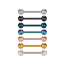 Load image into Gallery viewer, VCMART 7pcs Surgical Steel Tongue Bars Nipple Ring Piercing Barbell 14G

