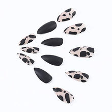 Load image into Gallery viewer, Brishow Coffin False Nails Black Leopard Fake Nails Pointed Ballerina Acrylic Press on Nails Full Cover Stick on Nails 24pcs for Women and Girls
