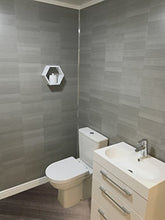 Load image into Gallery viewer, DBS Graphite Grey Modern Tile Effect Bathroom Panels Shower Wall PVC Cladding (4 Panels)
