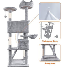 Load image into Gallery viewer, HOMIDEC Cat Tree, 151cm Cat Scratching Post Stable Cat Tower for Large Cat, Activity Centre Cat Climbing Tree with 2 Cat House, Hammock, 4 Sisal Posts, Ladder, and Rest Place for Indoor Cat
