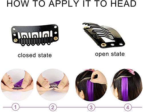 thumbnail image 2 of SEGO 20" Ombre Clip-In Hair Extensions: 10 Pcs Synthetic Colored Streaks (Blue, Pink, Purple, Red, Brown) 2 of 3