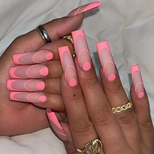 Load image into Gallery viewer, Brishow Coffin False Nails Long Fake Nails Pink French Press on Nails Ballerina Acrylic Stick on Nails Full Cover 24pcs for Women and Girls
