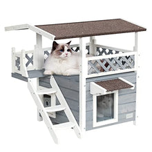 Load image into Gallery viewer, Petsfit Cat Houses for Outside Waterproof Cat Outdoor House with Balcony and Stair, Large Cat Shelter (Grey)
