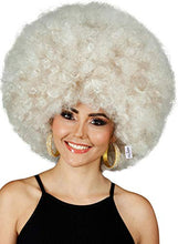 Load image into Gallery viewer, Deluxe 70s Afro Wig Women - Huge Blonde Jumbo Afro Disco Costume Wigs 70&#39;s Costumes Accessories.
