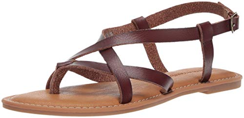 Amazon Essentials Women's Casual Strappy Sandal, Brown, 7.5 B US