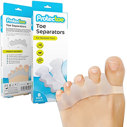 Box of 8 Pcs Protectoe Gel Toe Separators for Overlapping Toes,Toe Spacers, Toe Spreader