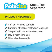 Load image into Gallery viewer, Protectoe Single Gel Small Toe Separator for Overlapping Toes, Toe Spacer - Box of 10 Gel Separators
