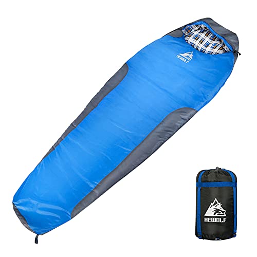 HEWOLF Mummy Sleeping Bags for Adults 3-4 Seasons Winter Warm Flannel Sleeping Bags Large Single Camping Sleeping Bag for Women Men Outdoor Hiking Backpacking Camping 1.8KG 5℃ to 15℃