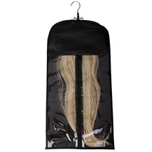 Load image into Gallery viewer, Hair Extension Storage Dust Proof Bag with Wooden Hanger Carrier Case Protection for Remy Human Hair Clip in Hair Extension
