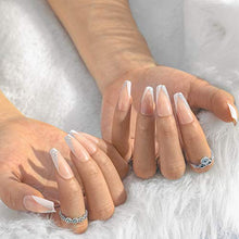 Load image into Gallery viewer, Sethexy French Ballerina False Nail Long Pink Bling Coffin Fake Nails 24Pcs Acrylic Art Press on Nail Tips for Women and Girls
