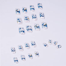 Load image into Gallery viewer, Press on Nails, Short Squra Fake Nails Acrylic False Nails Tips Full Cover Stick on Nails, Nail Art Manicure Decoration for Women and Girls 24PCS- Wave Summer
