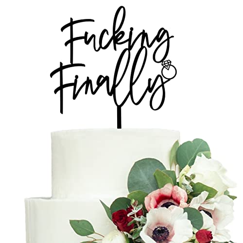 LOVENJOY Funny Finally Cake Topper for Wedding Brial Shower Cake Decoration Supplies, Gift Boxed