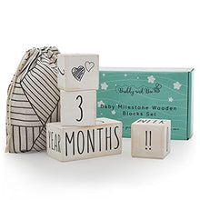Load image into Gallery viewer, Wooden Milestone Blocks for Baby Boy &amp; Girl - Gender Neutral Daily, Weekly &amp; Monthly Baby Milestone Age Blocks for Baby Pictures - Made with Eco Friendly Premium Pine Wood &amp; Certified Non Toxic Paint

