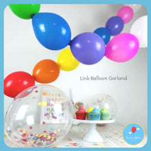 Load image into Gallery viewer, Birthday Decoration Set | Trendy Party Decorations in Rainbow Colours | Happy Birthday Banner | Balloon Garland | Tassel Garland | Confetti Balloons | Table Confetti | Cake Topper | Pump | UK Brand
