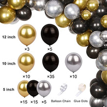 Load image into Gallery viewer, Balloon Arch Kit, Black and Gold Balloons , 100 PCS Balloon Arch Garland Kit,Metal Balloons for Christmas Decorations Birthday Wedding Anniversary Party Graduation
