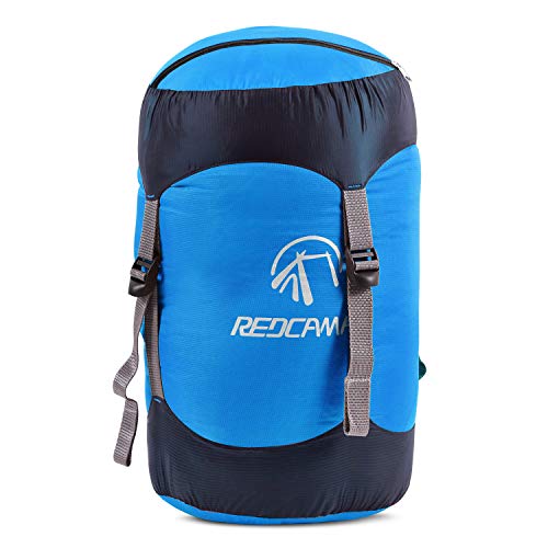 REDCAMP 35L Nylon Compression Stuff Sack for Sleeping Bag, Lightweight Compact Compression Bag for Camping Outdoor Hiking Backpacking Travelling, Blue X Large