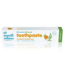 Load image into Gallery viewer, Green People Organic Children Mandarin &amp; Aloe Vera Toothpaste 50ml – with Fluoride | 100% Natural Toothpaste for Babies &amp; Kids | Safe if Swallowed | SLS-free | Non Mint Toothpaste for Kids
