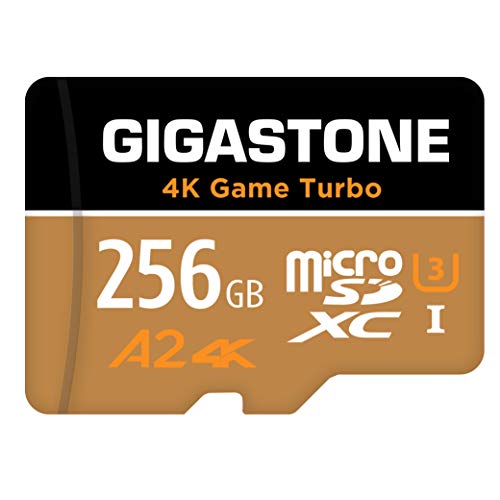 Gigastone 256GB Micro SD Card with SD Adapter + Mini-case, 4K UHD Game Turbo, Nintendo-Switch Compatible, Read/Write 100/60 MB/s, A2 App Performance, UHS-I U3 C10 Class 10 Memory Card