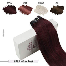 Load image into Gallery viewer, Moresoo Clip in Extensions 20 Inch Real Hair Extensions Clip in Wine Red Extensions Hair Clip ins Double Weft Remy Hair Extensions 120g/7pcs
