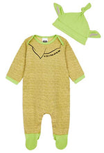 Load image into Gallery viewer, Star Wars Baby Clothes for Girls and Boys 0-24 Months, Baby Yoda Cotton Sleepsuits with Cute Hat, Official Star Wars Clothing, Baby Gifts Ideas (Green, 0-3 Months)
