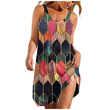 Load image into Gallery viewer, AMhomely Women Dresses Clearance Ladies Fashion O-Neck Sexy Sleeveless Cute Cartoon Print Hem Loose Beach Dress UK Size Purple
