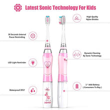 Load image into Gallery viewer, Kids Electric Toothbrush, Childrens Battery Tooth Brush with Timer Operated by Sonic Technology for Junior Boys and Girls (Pink)
