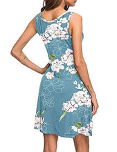 Load image into Gallery viewer, AUSELILY Women&#39;s Beach Dress Summer Casual Swing Dress V Neck Cover up Tank Mini Dresses with Pockets Floral Light Blue L
