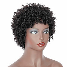 Load image into Gallery viewer, PORSMEER Human Hair Afro Wigs for Black Women Short Kinky Curly Bob Wigs 150% Density 100% Brazilian Real Hair Natural Black (1B)
