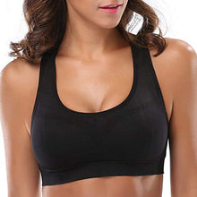 Load image into Gallery viewer, ANGOOL Women&#39;s Sports Bra Padded Mid Impact Racerback Comfy Yoga Workout Bra Black
