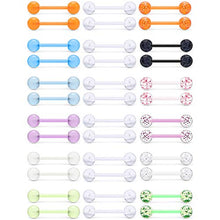 Load image into Gallery viewer, Ruifan 14G 16mm Glow in The Dark Flexible Acrylic Straight Tongue Nipple Ring Retainer Piercing
