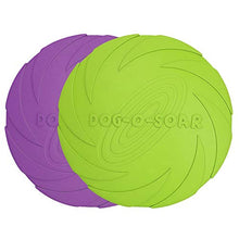 Load image into Gallery viewer, Vivifying Dog Frisbee, 2 Pack 7 Inch Natural Rubber Floating Dog Frisby Flying Saucer for Both Land and Water (Green + Purple)

