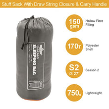 Load image into Gallery viewer, Milestone Camping 27000 Grey &amp; Orange Single Mummy Sleeping Bag / Comfortable and Portable / Carry Sack / Water Resistant / 2 Season
