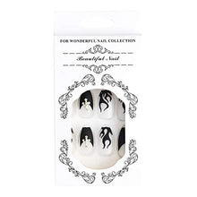 Load image into Gallery viewer, Brishow Coffin False Nails Flame Cross Fake Nails Press on Nails Ballerina Acrylic Full Cover Stick on Nails 24pcs for Women and Girls
