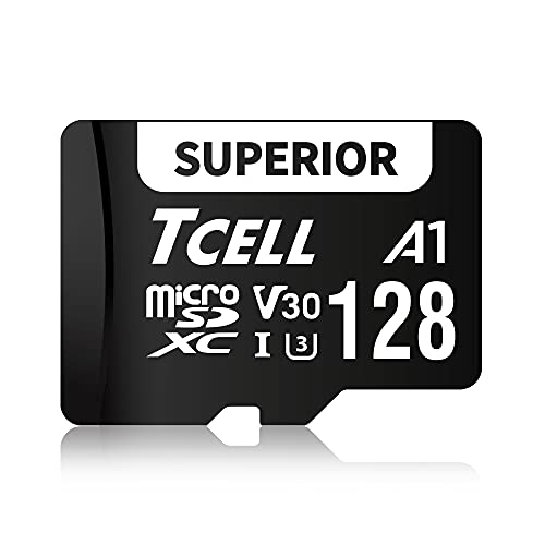 TCELL Superior 128GB microSDXC Memory Card with Adapter - A1, UHS-I U3, V30, 4K, Micro SD Card, Read speeds up to 100 MB/s, Full HD & 4K UHD Microsd