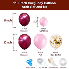 Load image into Gallery viewer, onehous Balloon Garland Kit, 119 pcs Burgundy Pink Metallic Latex Balloons Arch Kit with 16ft Tape Strip &amp; Dot for Birthday Wedding Party Decorations
