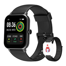 Load image into Gallery viewer, IOWODO Smart Watch for Men Women, Fitness Tracker with Waterproof IP68,Heart Rate Monitor,Blood Oxygen(SpO2),Pedometer,Stopwatch,25 Sport Modes,Body Thermometer,Weather,Smartwatch for Android iOS
