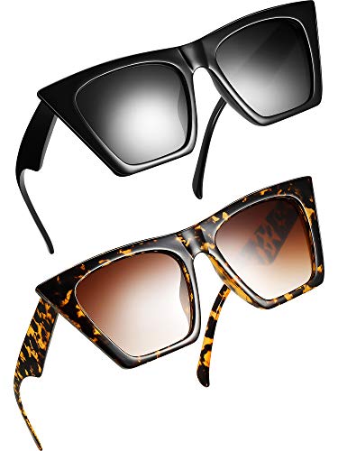 2 Pair Vintage Square Cat Eye Sunglasses Women Retro Trendy Cateye Sunglasses