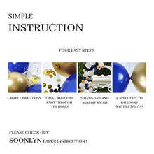 Load image into Gallery viewer, Soonlyn Navy Blue Gold Balloon Garland 130 Pcs 12 Inch Confetti Balloons Matte White Latex Balloon Arch Kit with Balloon Accessories for Baby Shower 1st Birthday Wedding Party
