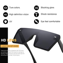 Load image into Gallery viewer, VANLINKER Flat Top Oversized Shield Sunglasses for round faces for Women Men Square Rimless Fashion Shades VL9517 With Black Frame
