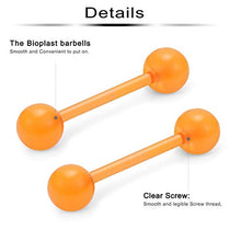 Load image into Gallery viewer, Ftovosyo 14G 16mm Glow in Dark Flexible Acrylic Straight Tongue Nipple Ring Retainer Body Piercing Jewelry for Women Men 6-36PCS
