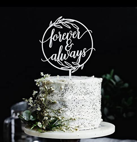 Forever and Always Wedding Cake Topper, Unique Wreath Cake Topper For Wedding,Circle Sign,Rustic Original Wedding Party Decor