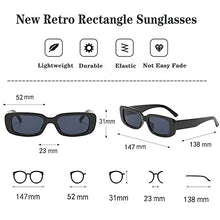 Load image into Gallery viewer, ADEWU Retro Rectangle Sunglasses for Women Men Trendy Square Sunglasses Vintage Glasses with UV400 Protection for Ladies Teen Girls Men (Z-Black)
