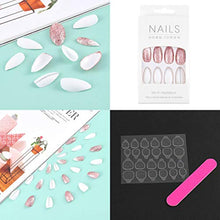 Load image into Gallery viewer, Sethexy Matte False Nail Glitter Stiletto Pink Fake Nails Meidum Salon Nail Tips Full Cover Art Design Acrylic 24Pcs Press on Nails for Women and Girls

