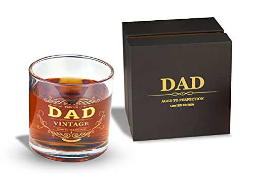 Father's Day Gifts Dad,550ml(18.6oz) Super Capacity Dad Lowball Glass Tumbler Dad Beer Glass,New dad Gifts Glass,Dad Lowball Glass Tumbler,Dad Birthday Gifts ,Present for Dads | Step Dad