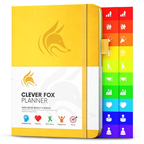 Clever Fox Planner - Weekly & Monthly Planner to Increase Productivity, Time Management and Hit Your Goals - Organizer, Gratitude Journal - Undated, Start Anytime, A5, Lasts 1 Year, A.Yellow (Weekly)