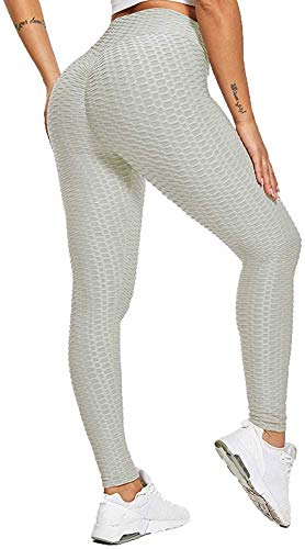 Famulily Women's High Waisted Capris Yoga Pants Tummy Control Leggings Workout Running Butt Lift Tights Grey M