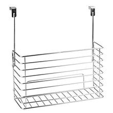 Load image into Gallery viewer, mDesign Over The Cabinet Hanging Storage Basket - Steel Bakeware Organiser and Cutting Board Holder - Excellent Kitchen Storage Solution - Chrome
