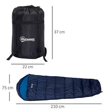 Load image into Gallery viewer, Outsunny Single Mummy Sleeping Bag Envelope Sleeping Bag 3 Season for Adults Warm Lightweight for Camping Hiking Outdoor, Blue, 210 x 75 x 5 cm
